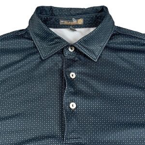 Peter Millar Summer Comfort Golf Polo Polka Dots AOP Performance Black Mens Med